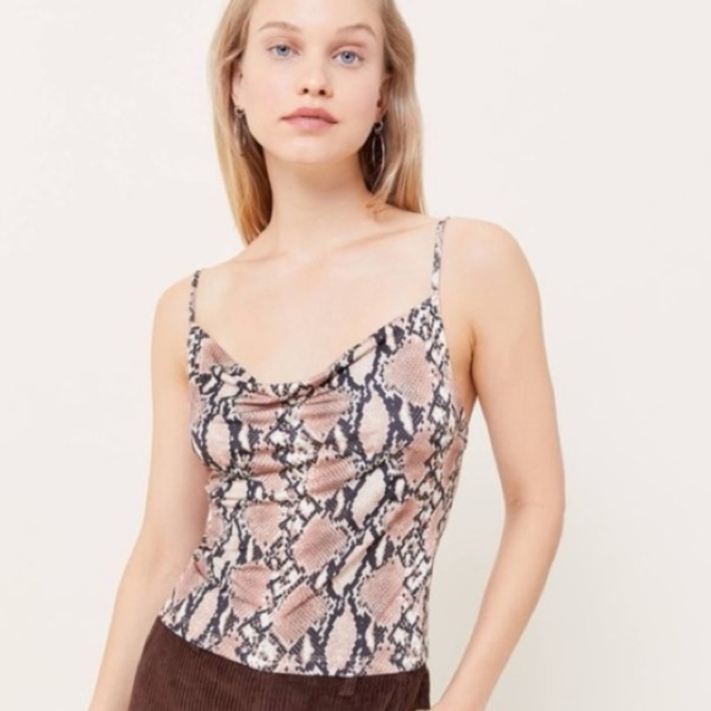 Urban Outfitters Snake Print Cowl Neck Top in Black and Brown XS